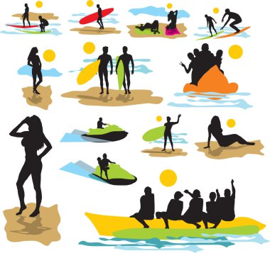 Vector silhouettes plaj set