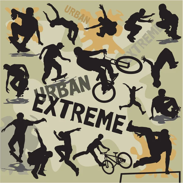 Set vector silhouettes urban extreme sports — Stock Vector
