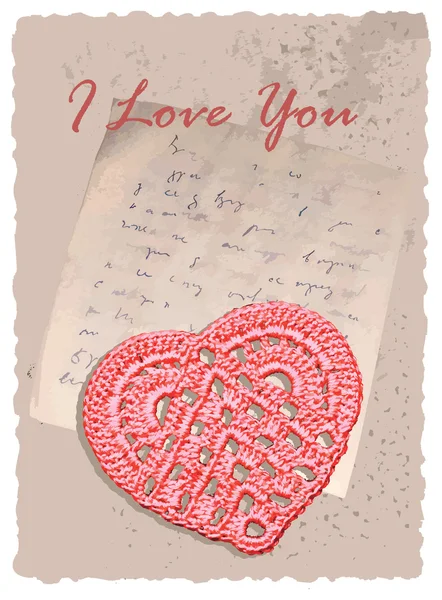 Cartão romântico vintage com coração — Vetor de Stock