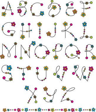 Flower latin alphabet clipart