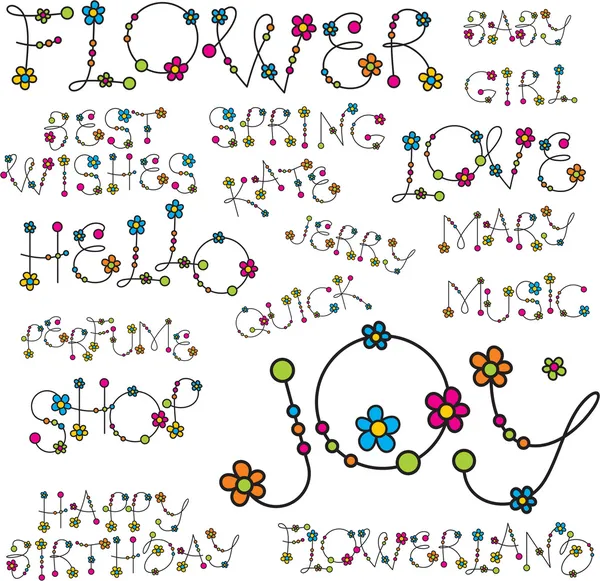 Mot avec des lettres de fleurs Vecteurs De Stock Libres De Droits