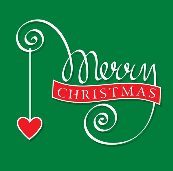 Merry christmas hand belettering met hart Stockvector