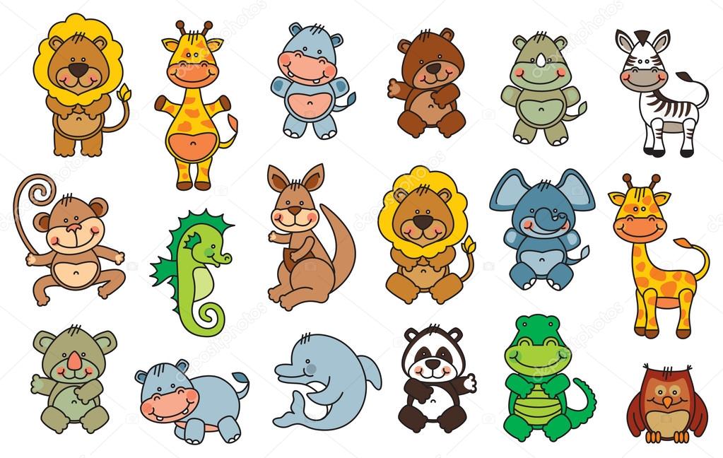 Set funny cartoon animals