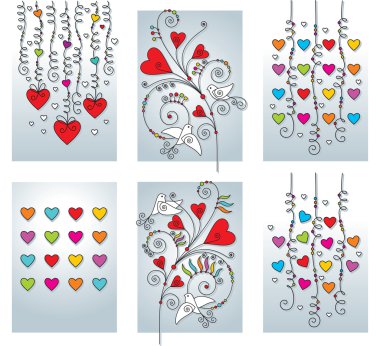 Set 6 romantik kart tebrik