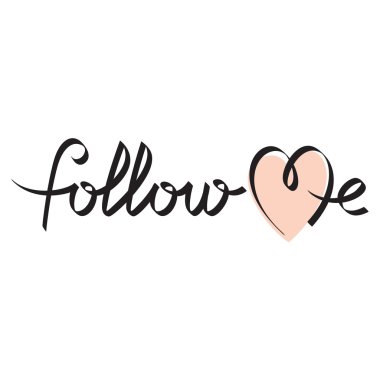 Follow me hand lettering clipart
