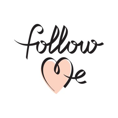 Follow me hand lettering clipart