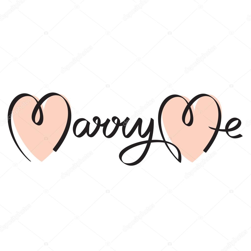 Marry me wedding hand lettering