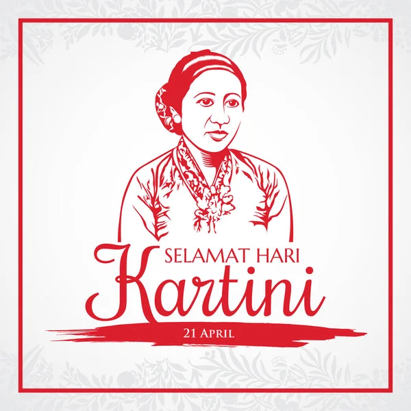 Selamat Hari Kartini Vertaling Gelukkige Kartini Dag Kartini Helden Van — Stockvector