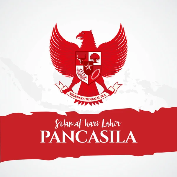 Ilustración Vectorial Selamat Hari Lahir Pancasila Traducción Feliz Día Pancasila — Archivo Imágenes Vectoriales