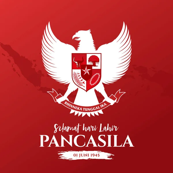 Ilustrasi Vektor Selamat Hari Lahir Pancasila Terjemahan Selamat Hari Pancasila - Stok Vektor