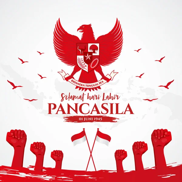 Ilustrasi Vektor Selamat Hari Lahir Pancasila Terjemahan Selamat Hari Pancasila - Stok Vektor