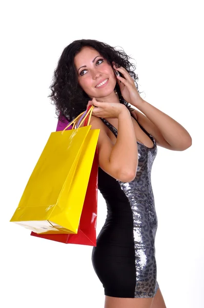 Donna con shopping bag — Foto Stock