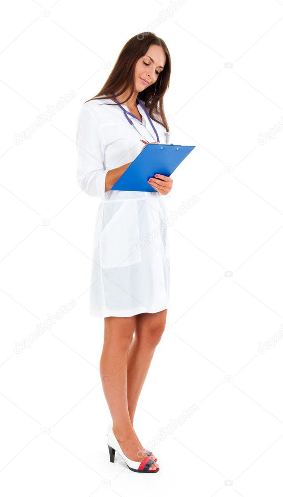 Doctor woman isolated on white background