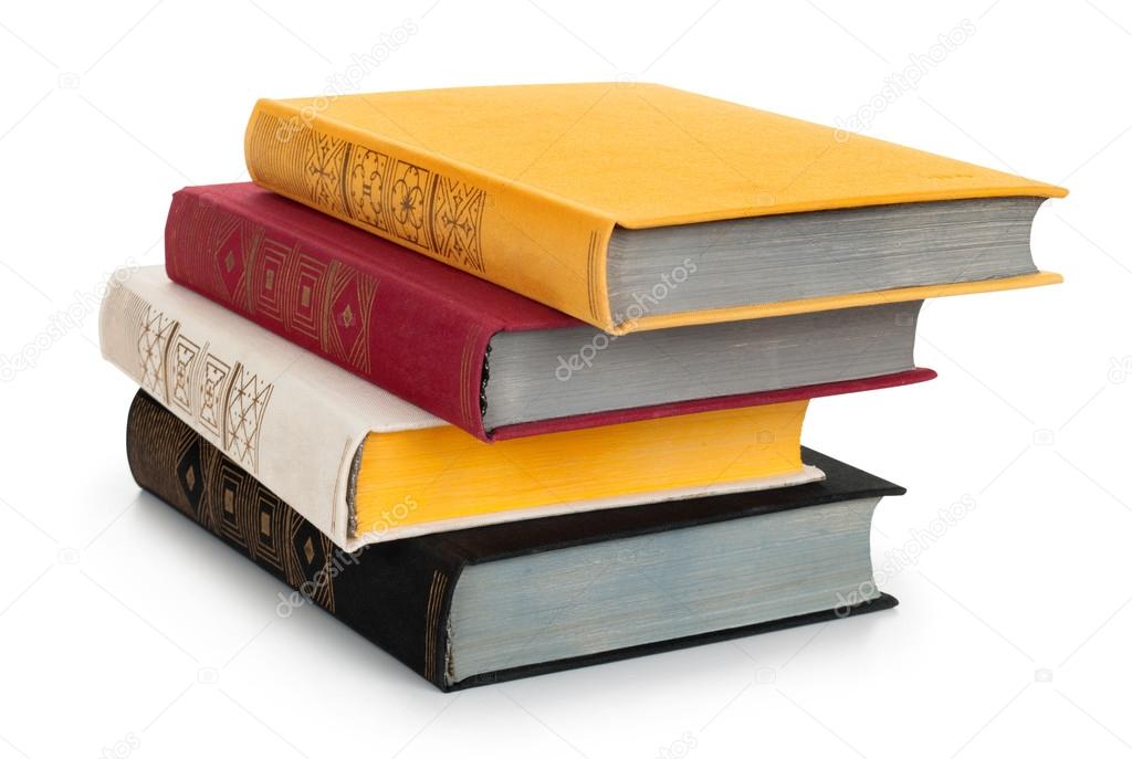 Stack of books on a white background