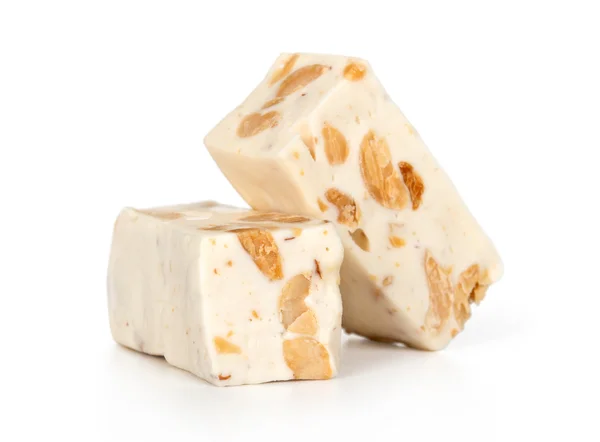 Nougat isolerad på en vit bakgrund Stockfoto