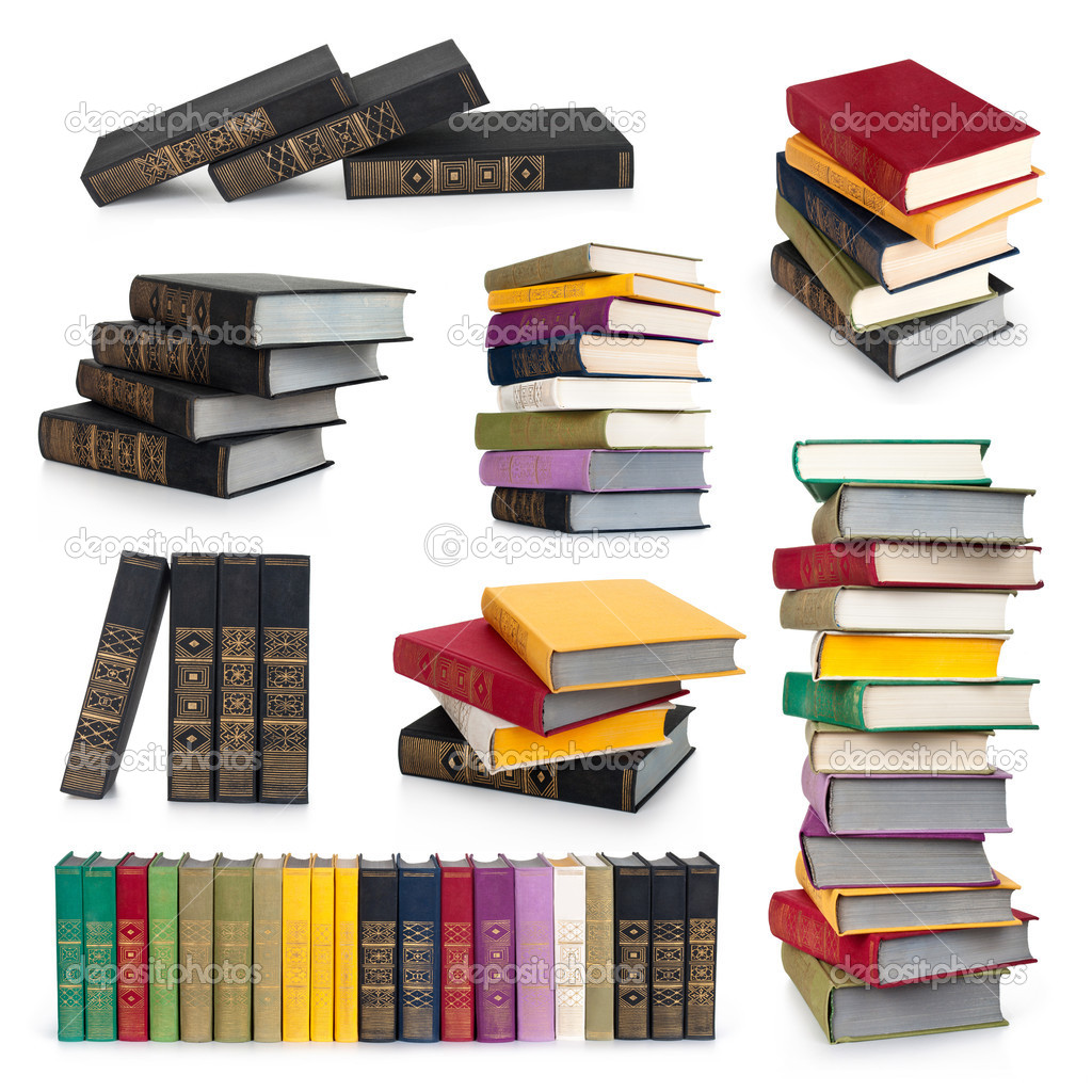 Books collection isolated on a white background.