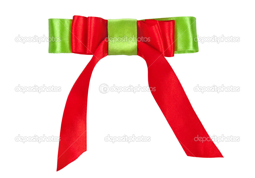 Color ribbon bow tie isolated on white background