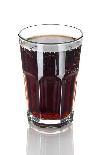 Glass of cola with reflection isolated on white — Stock Photo, Image