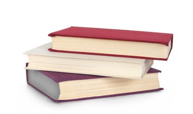 Beyaz arkaplanda bir yığın eski kitap