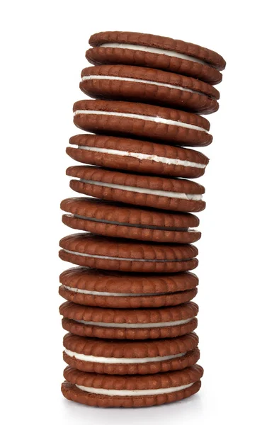 Galletas de galleta apiladas aisladas sobre fondo blanco —  Fotos de Stock