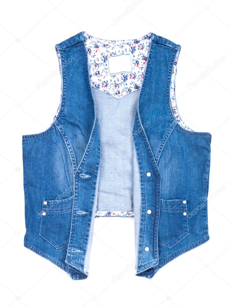 Blue jeans vest isolated on a white background