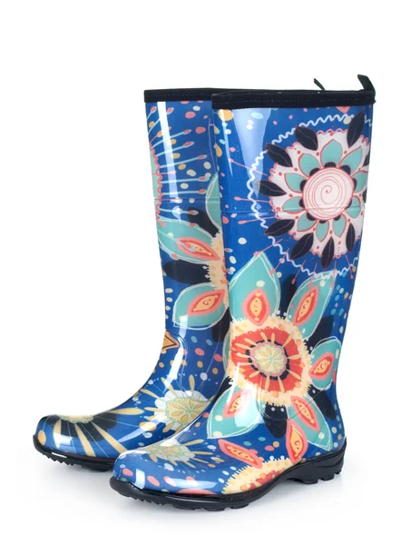 renkli gumboots. beyaz izole. yakın çekim.