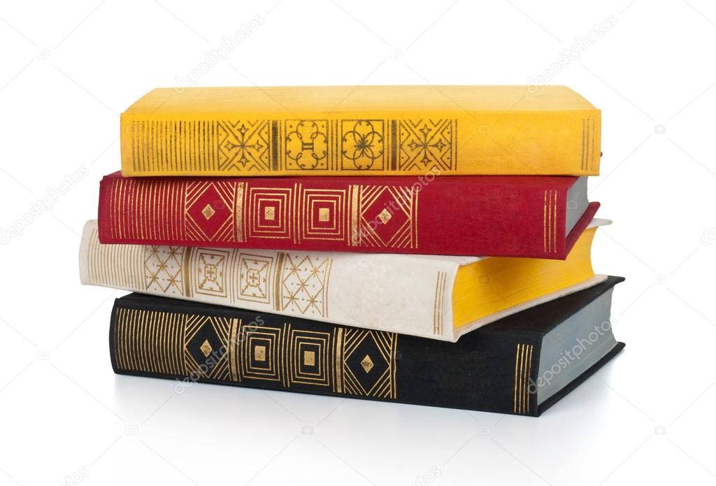 Pile of books isolated on white background