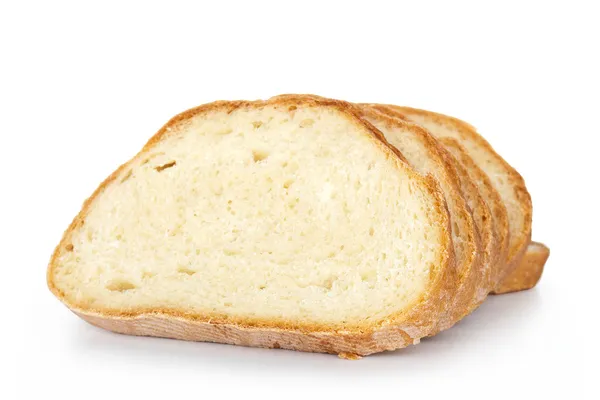 Rebanadas de pan aisladas sobre fondo blanco — Foto de Stock