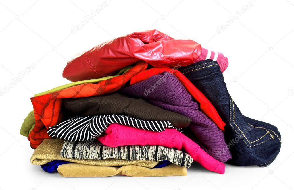 Heap of clothes on white background