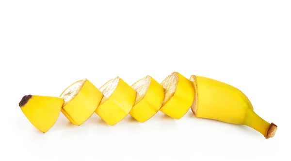 Sliced banana isolated on white — Stock Photo, Image