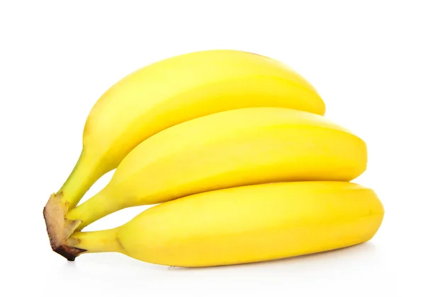 Ramo de plátanos maduros frescos aislados sobre fondo blanco —  Fotos de Stock