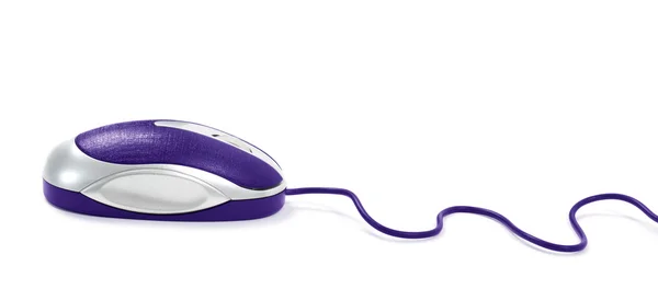 Souris d'ordinateur couleur avec câble isolé sur blanc — Photo