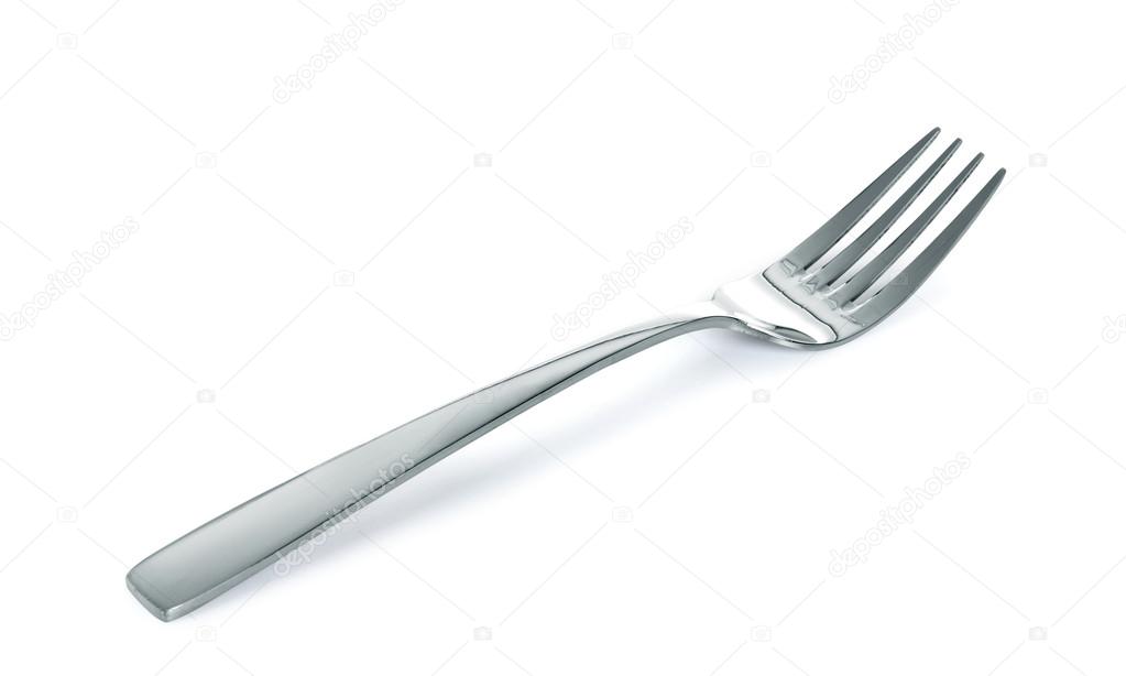 A fork on a white background close up