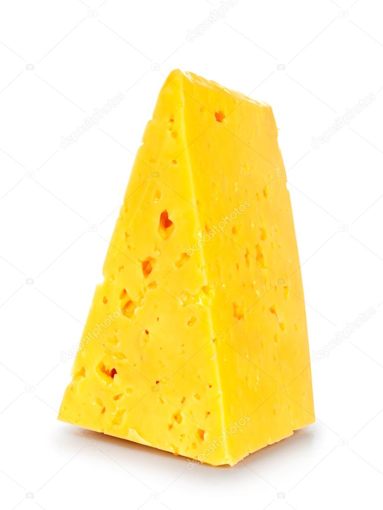 Piece of cheese isolated on a white background