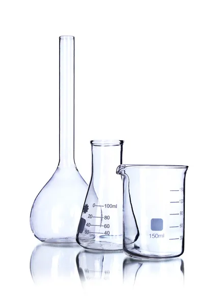 白色で分離された試験管。研究室用ガラス製品 ストックフォト