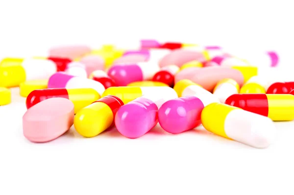 Kolorowe tabletki z kapsułkami — Zdjęcie stockowe