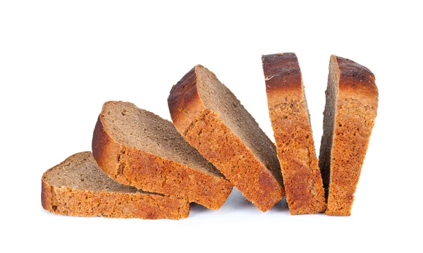Skivor bröd på vit — Stockfoto
