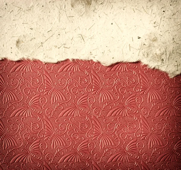 Fundo de textura de lona velha com padrão de listras delicadas e papel rasgado vintage rosa — Fotografia de Stock