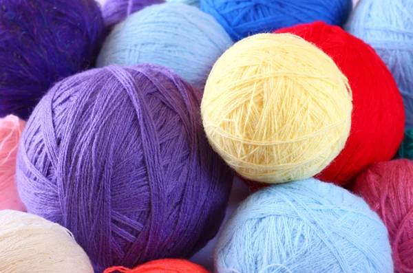 Stack of colorful balls of wool — Stock Photo, Image