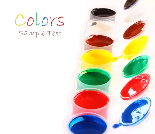 Paints of various colors with space for text — Stock Photo, Image