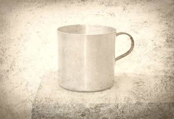 Old aluminum cup isolated. vintage style — Stock Photo, Image