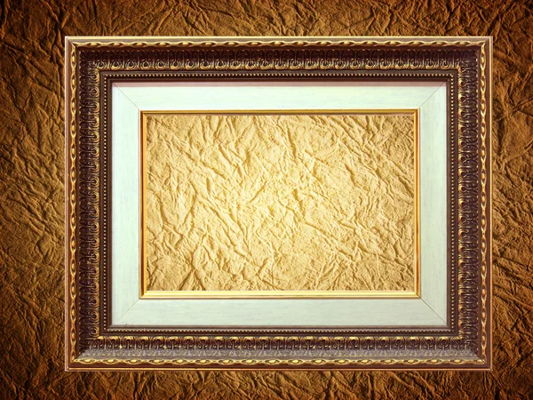 Goldener Rahmen über Grunge-Tapete — Stockfoto