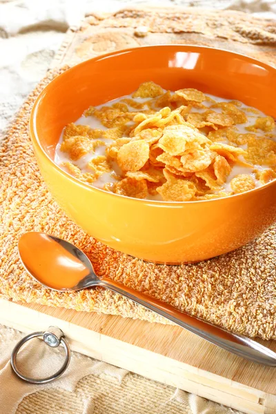 Bowl of cereal with milk — Stock Photo, Image