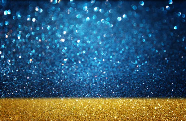 Arany és kék fefocused fények háttér — Stock Fotó