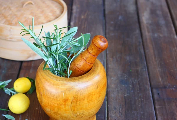 Fresh rosemary and sage herbs — Stock Photo, Image