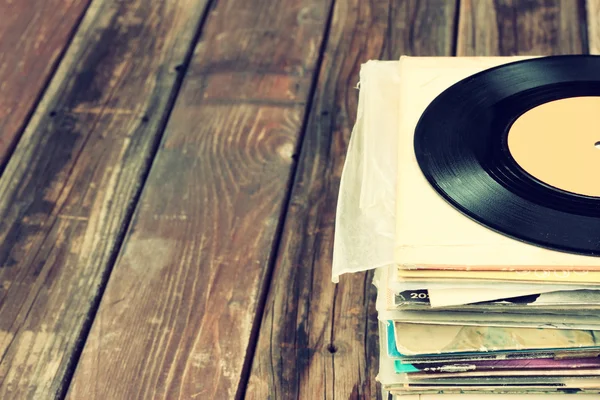 Records stack and old record — Stock Photo, Image