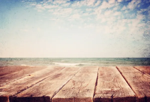 Sea landscape with boards — Stock Photo, Image