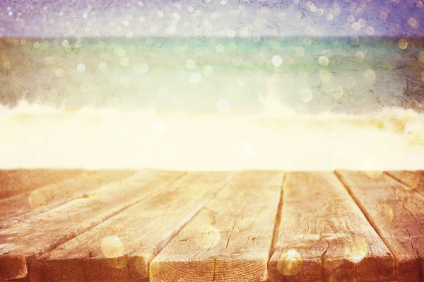 Deck with beach landscape — Stock Photo, Image