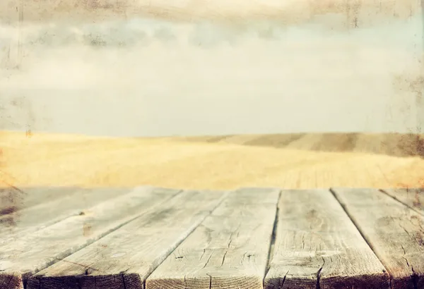 Table and wheat field — Stock Photo, Image