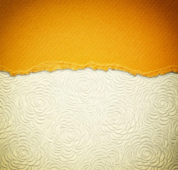 Fundo de textura de lona velha com padrão e papel rasgado vintage amarelo — Fotografia de Stock